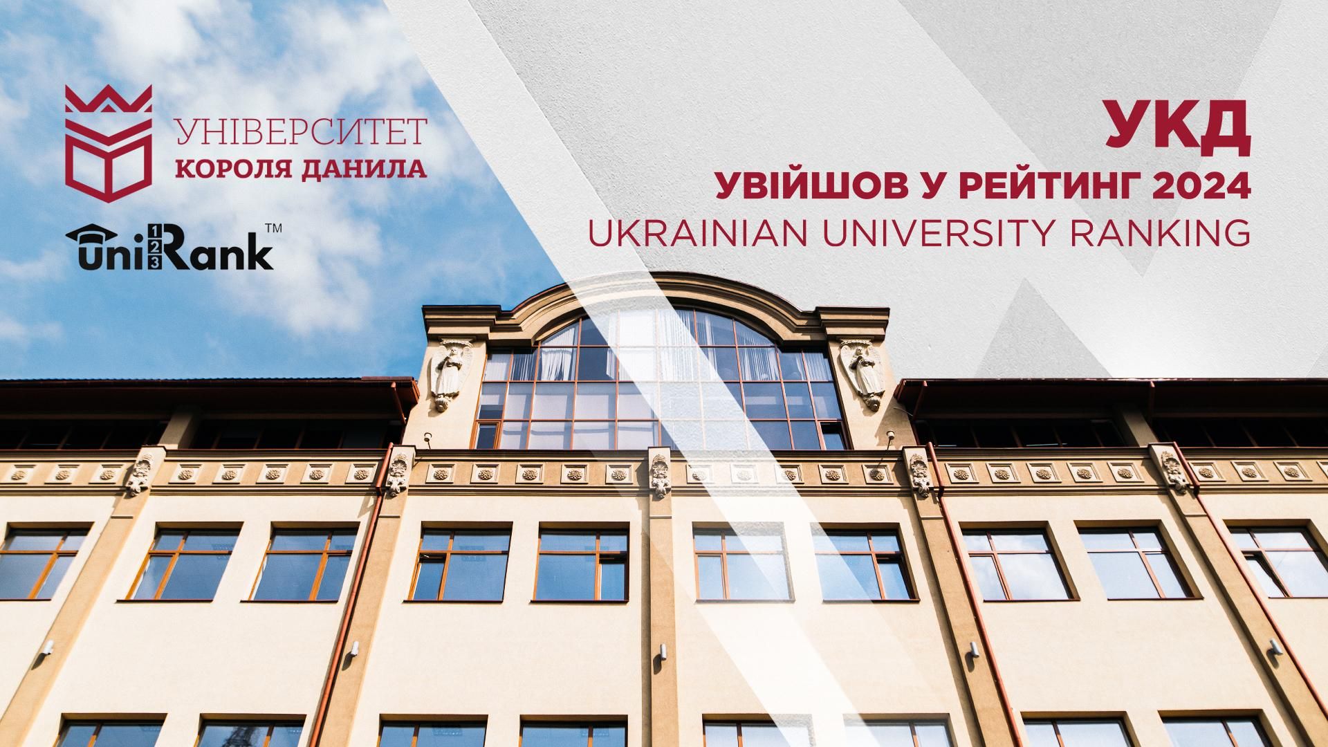 Університет Короля Данила увійшов до рейтингу Ukrainian University Ranking 2024