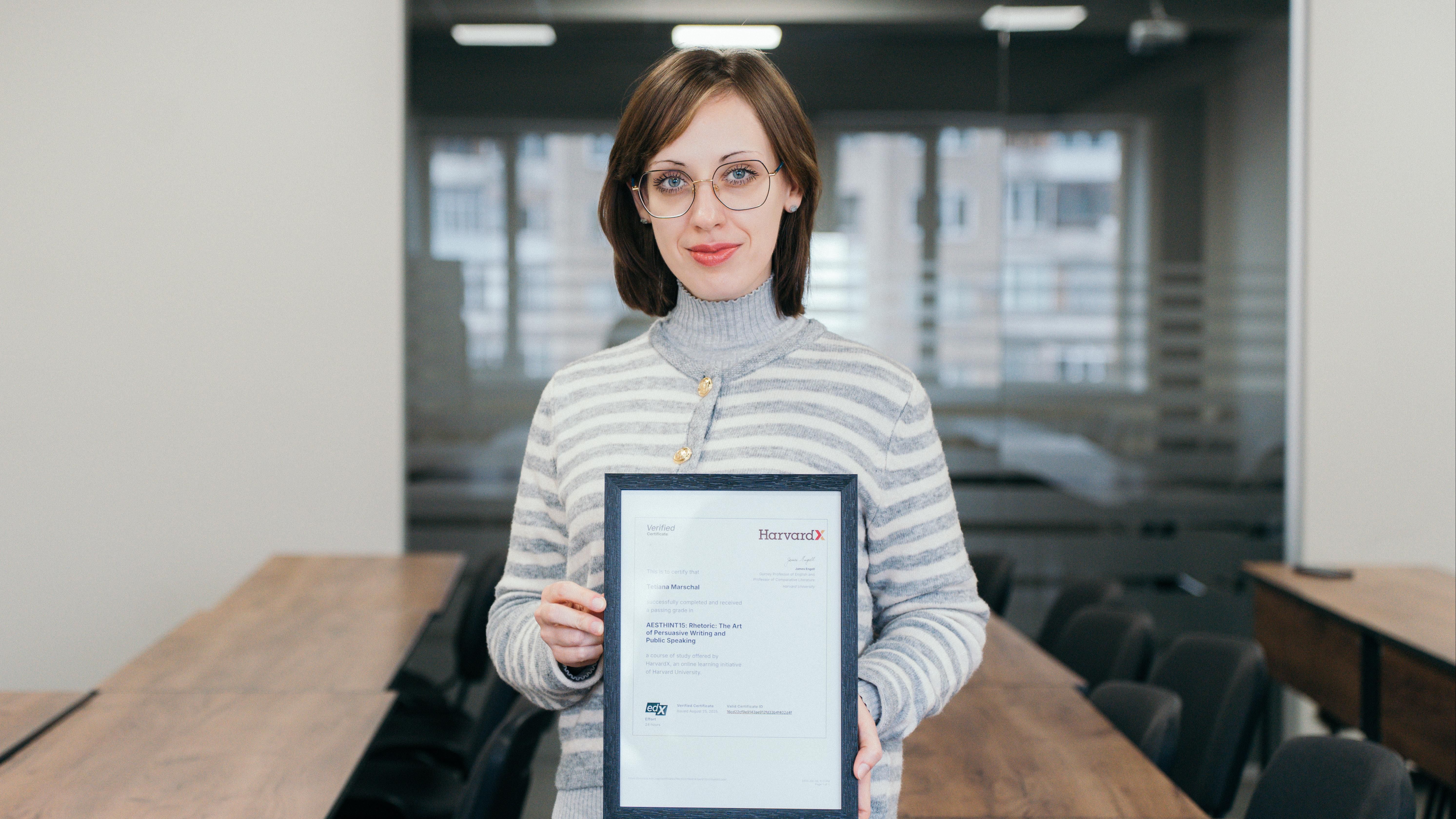 Викладачка УКД отримала verified certificate від Гарвардського університету